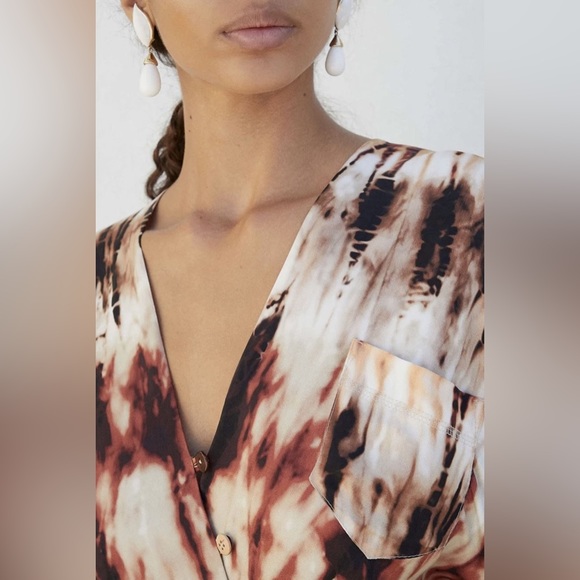 New NANUSHKA Jacques Tie Dye Belted Wide Leg Jumpsuit in Brown - Picture 5 of 13
